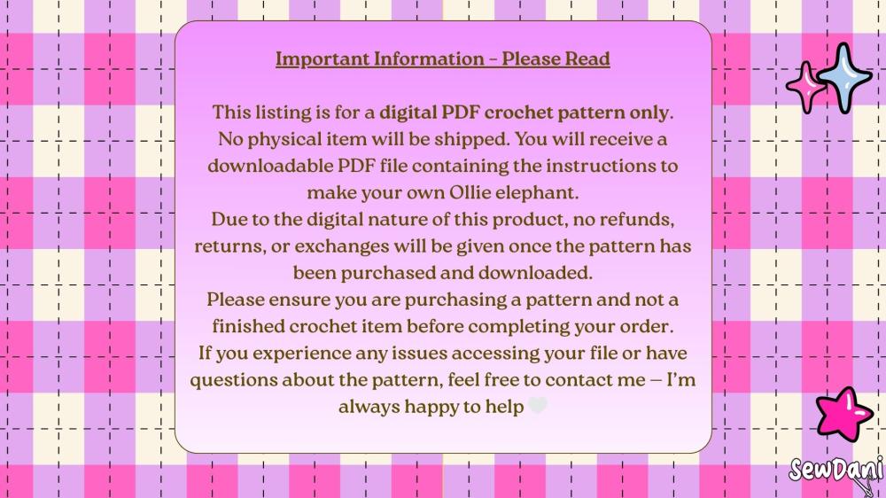 Ollie the Elephant Crochet pattern